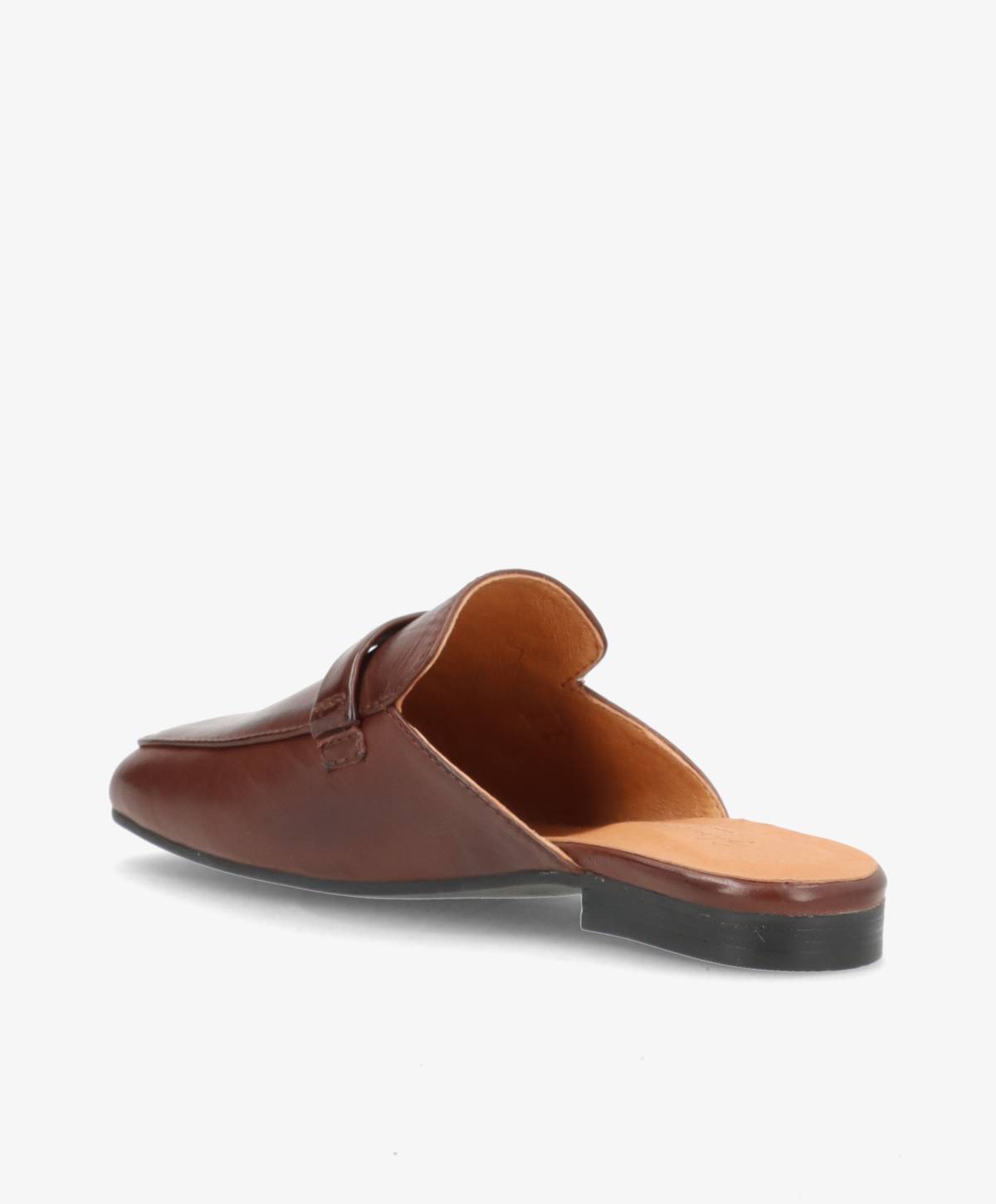 LORRY - Mørkebrun læder - Backless loafer Dame
