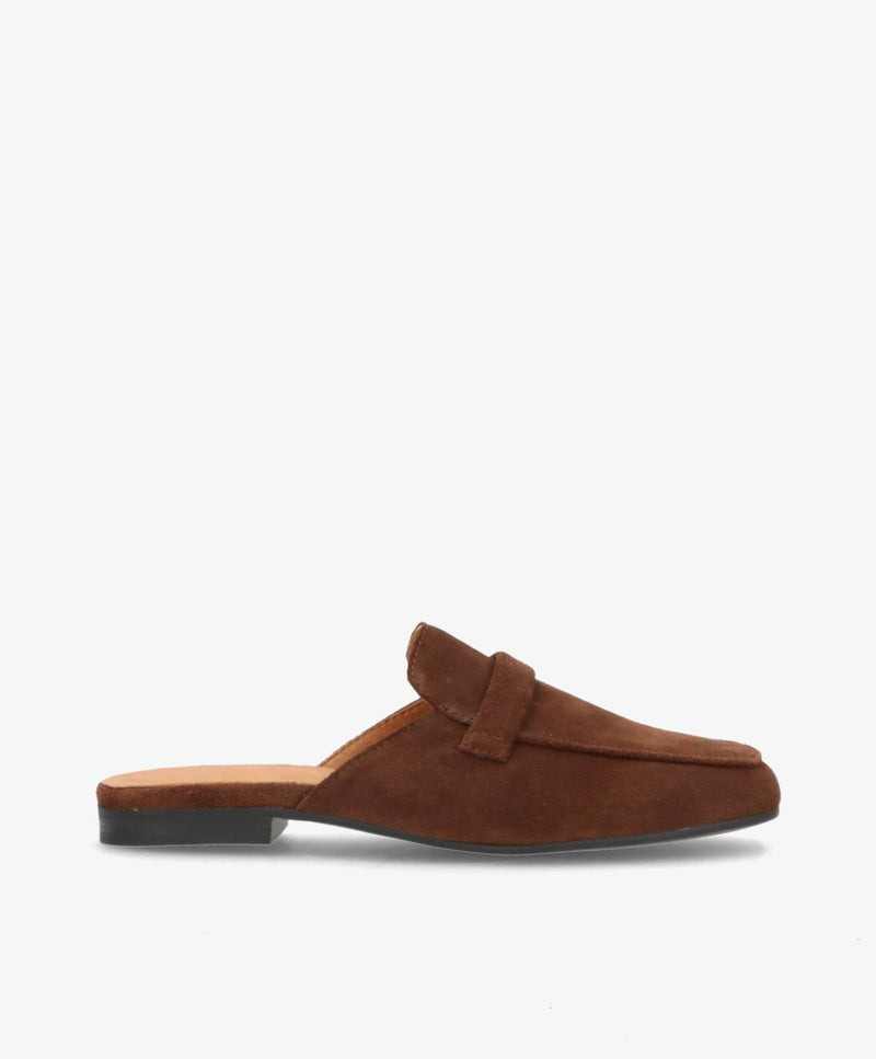 LORRY S - Mørkebrun ruskind - Backless loafer Dame