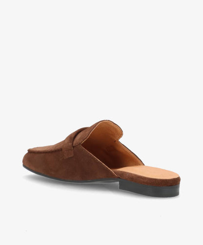 LORRY S - Mørkebrun ruskind - Backless loafer Dame