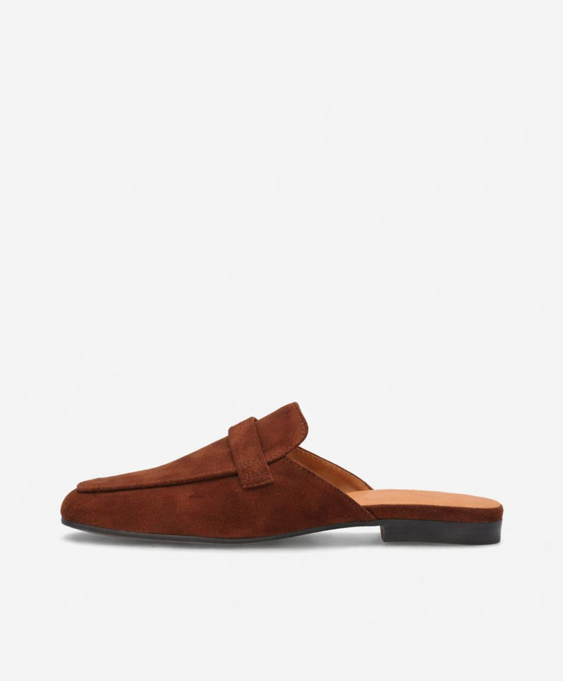 LORRY S - Mørkebrun ruskind - Backless loafer Dame