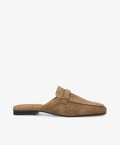 LORRY S - Mørk beige ruskind - Backless loafer Dame