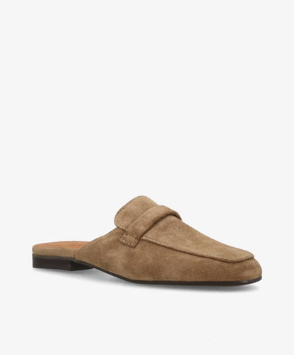 LORRY S - Mørk beige ruskind - Backless loafer Dame