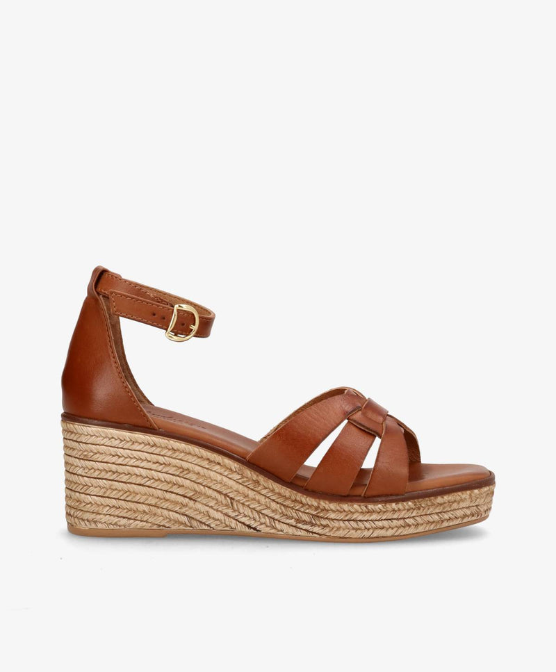 MARISA - Mellembrun læder - Wedge sandal Dame