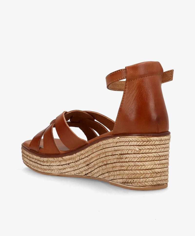 MARISA - Mellembrun læder - Wedge sandal Dame