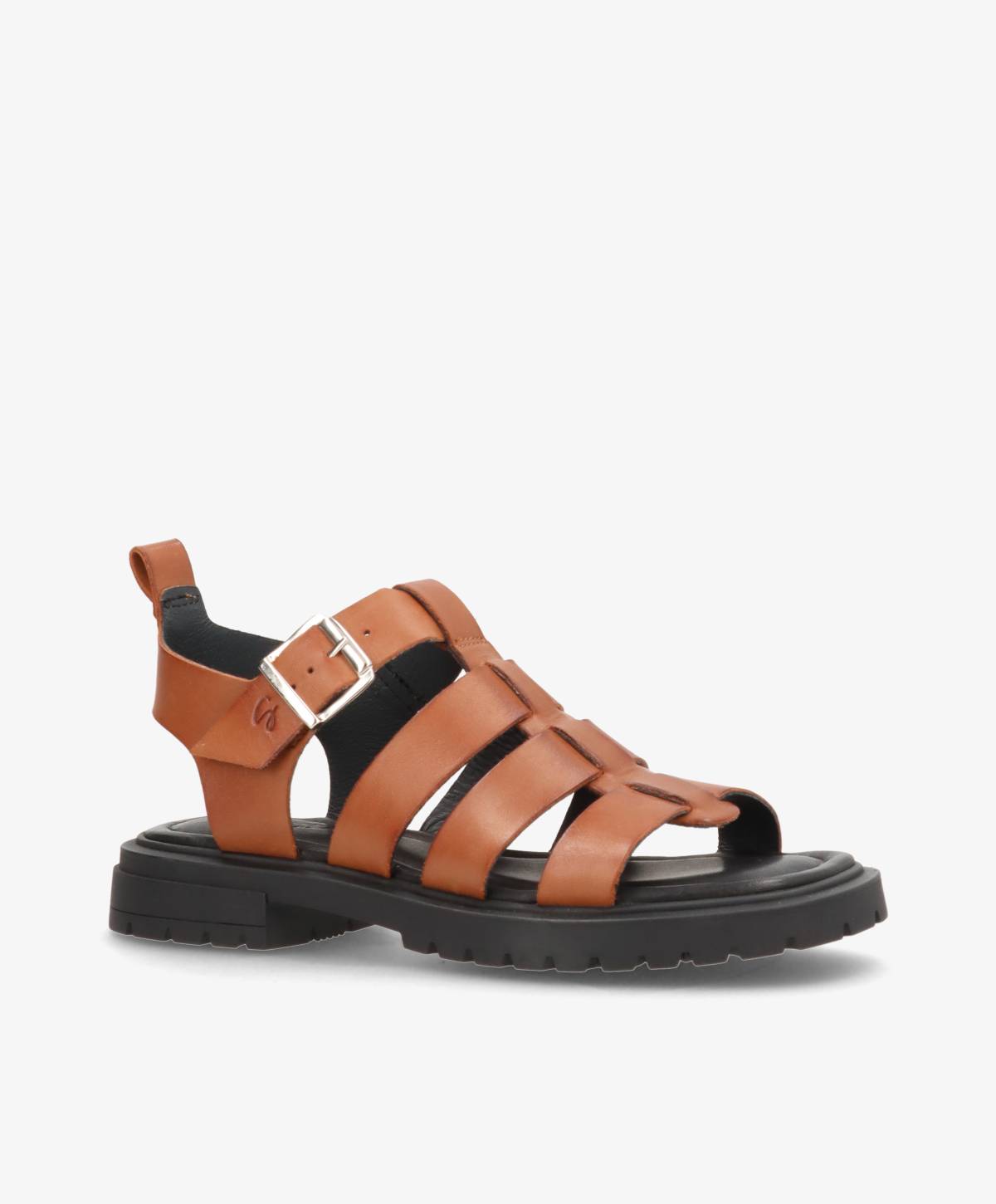 MAYA - Beige læder - Sandal med lav hæl Dame