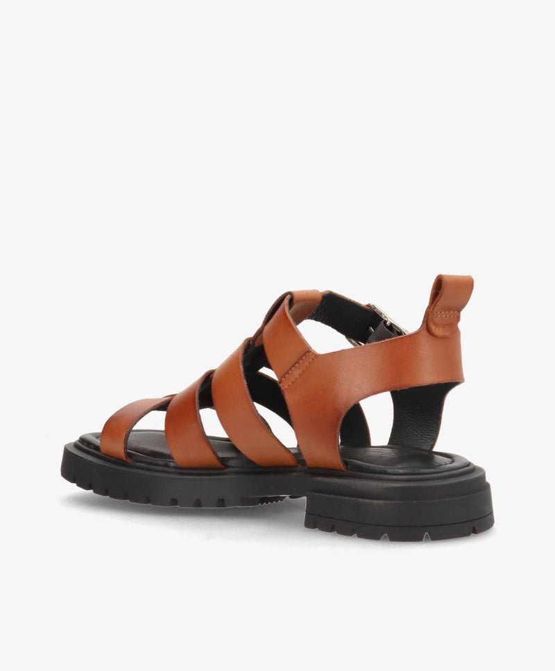 MAYA - Beige læder - Sandal med lav hæl Dame