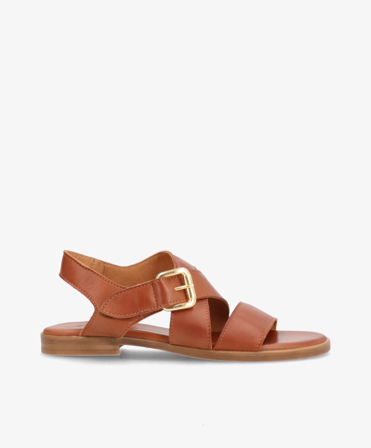 MILA - Mellembrun læder - Flad sandal Dame