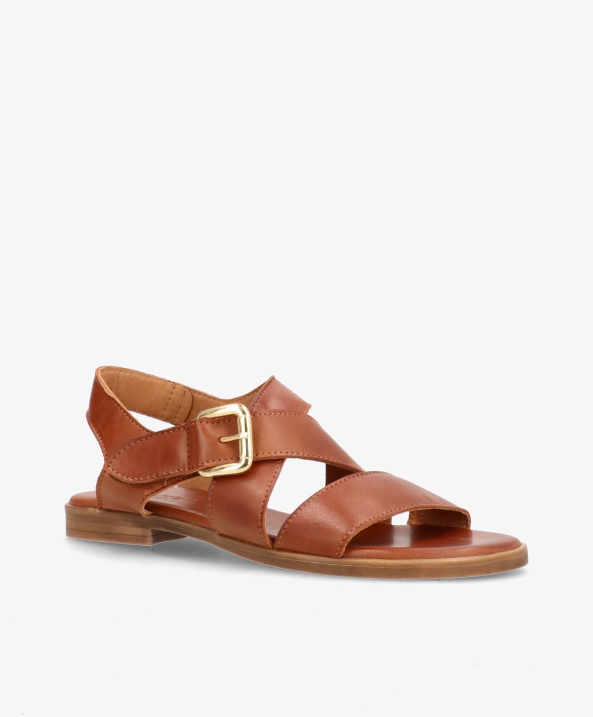 MILA - Mellembrun læder - Flad sandal Dame