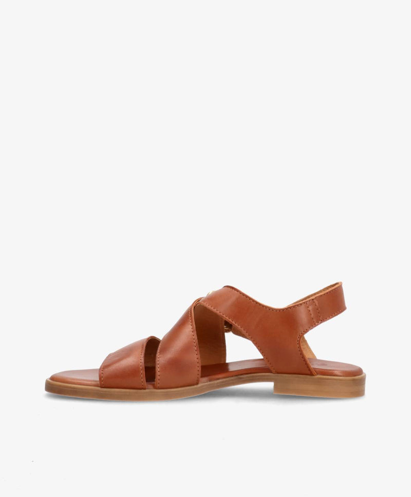 MILA - Mellembrun læder - Flad sandal Dame