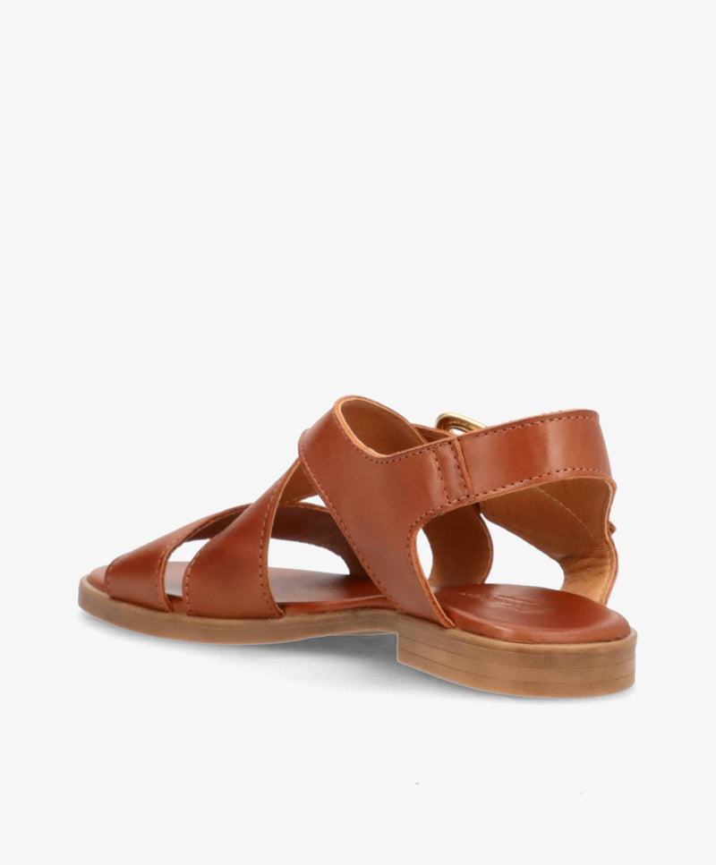 MILA - Mellembrun læder - Flad sandal Dame