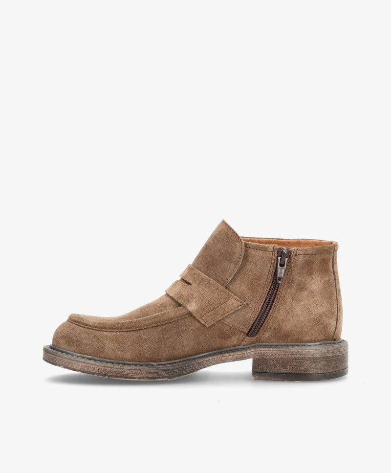 MOANA S ZIP - Brun Ruskind - Ankelstøvle - Dame