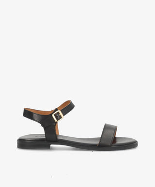 MOLLY - Sort læder - Flad sandal Dame