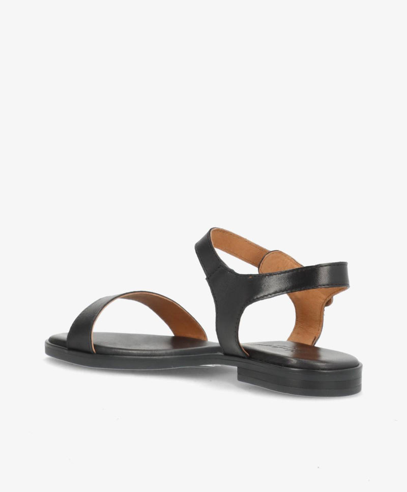 MOLLY - Sort læder - Flad sandal Dame