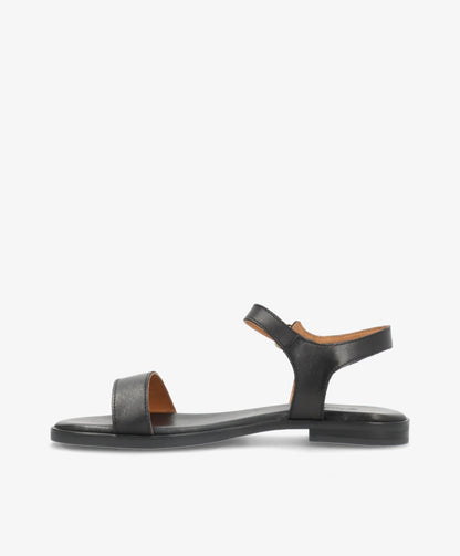 MOLLY - Sort læder - Flad sandal Dame