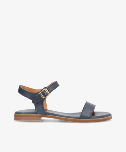 MOLLY - Jeans blå læder - Flad sandal Dame