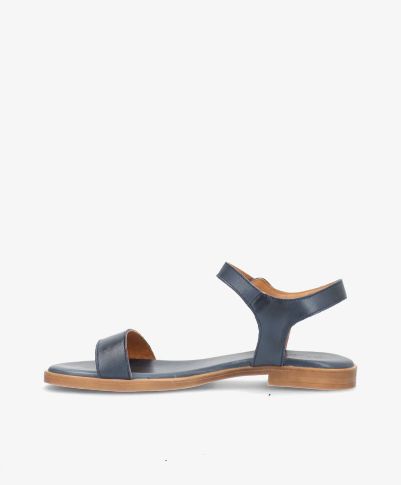 MOLLY - Jeans blå læder - Flad sandal Dame