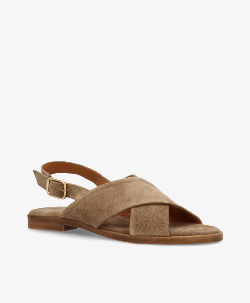 NICOLA S - Mørk beige ruskind - Flad sandal Dame