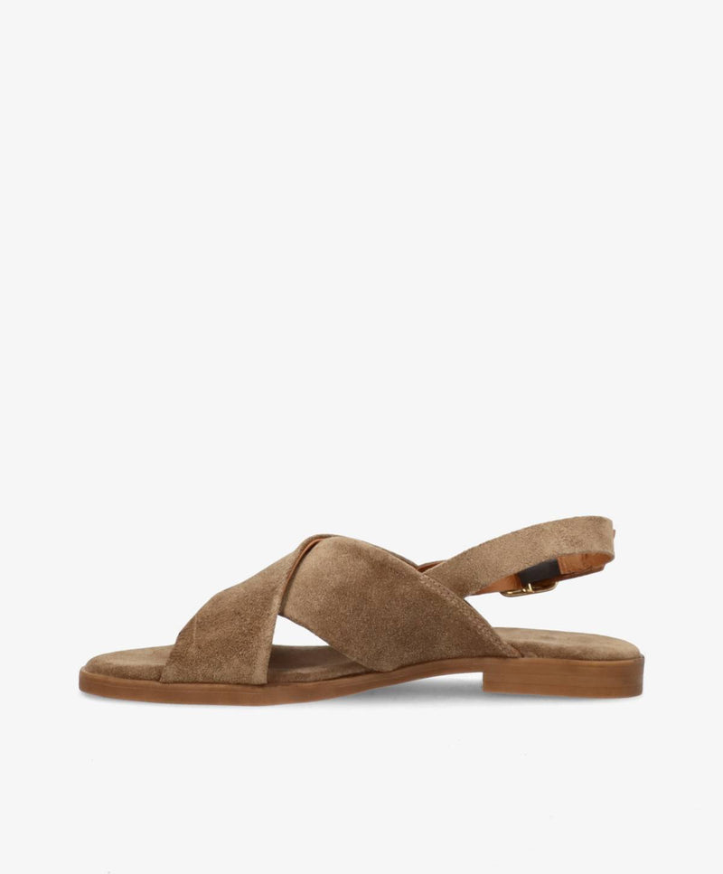 NICOLA S - Mørk beige ruskind - Flad sandal Dame