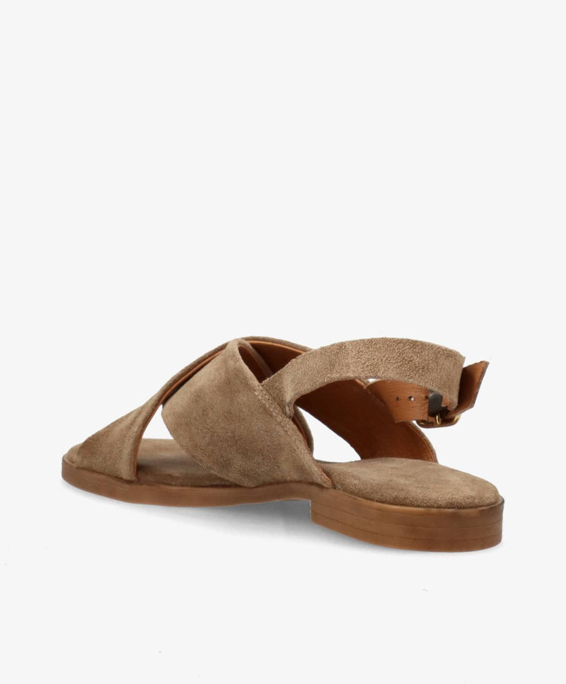 NICOLA S - Mørk beige ruskind - Flad sandal Dame