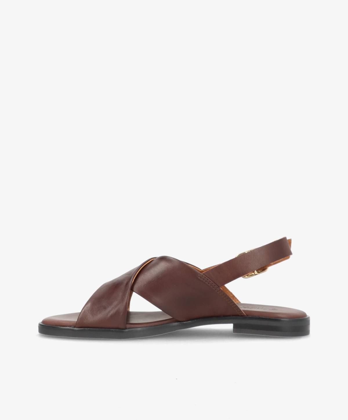NICOLA - Mørkebrun læder - Flad sandal Dame