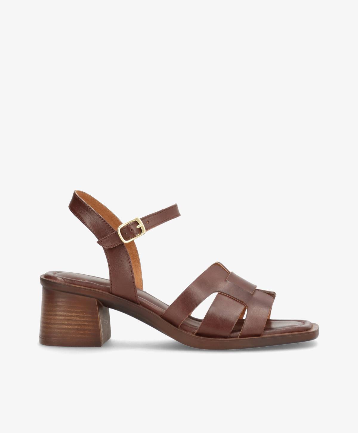 RHONA - Mørkebrun læder - Sandal med hæl Dame