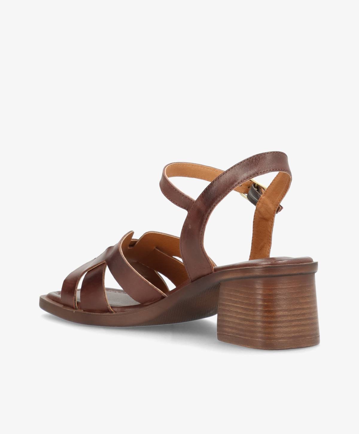 RHONA - Mørkebrun læder - Sandal med hæl Dame