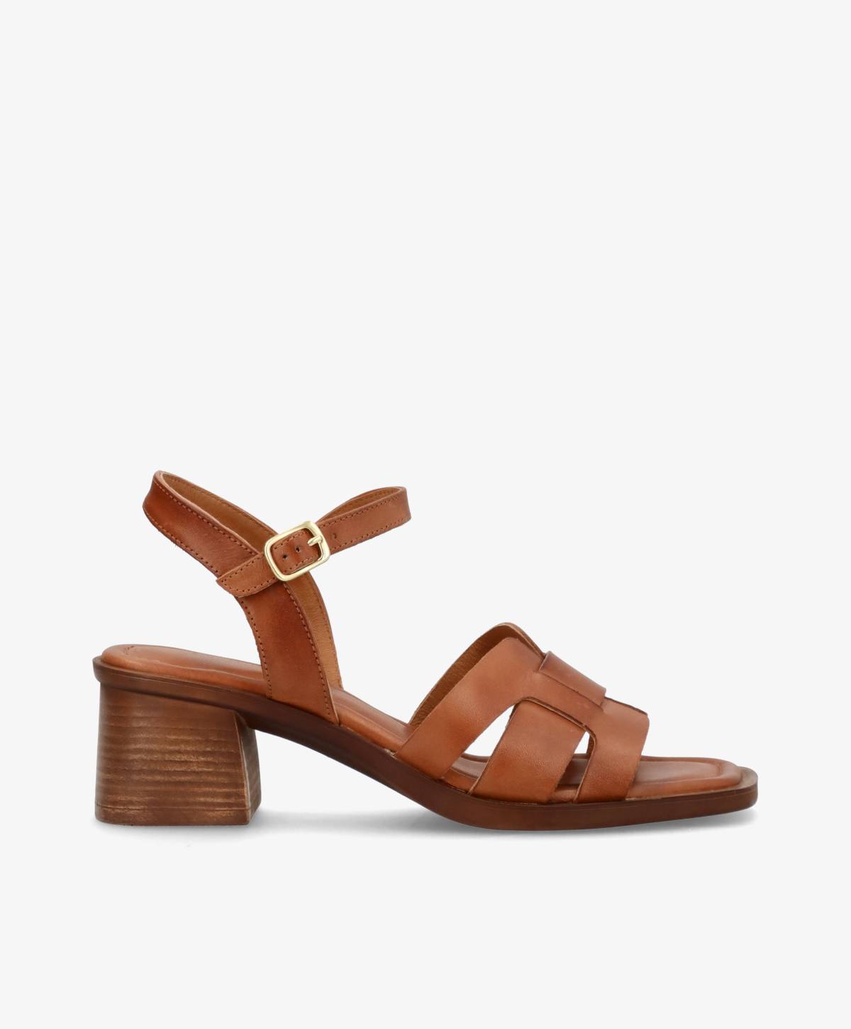 RHONA - Mellembrun læder - Sandal med hæl Dame