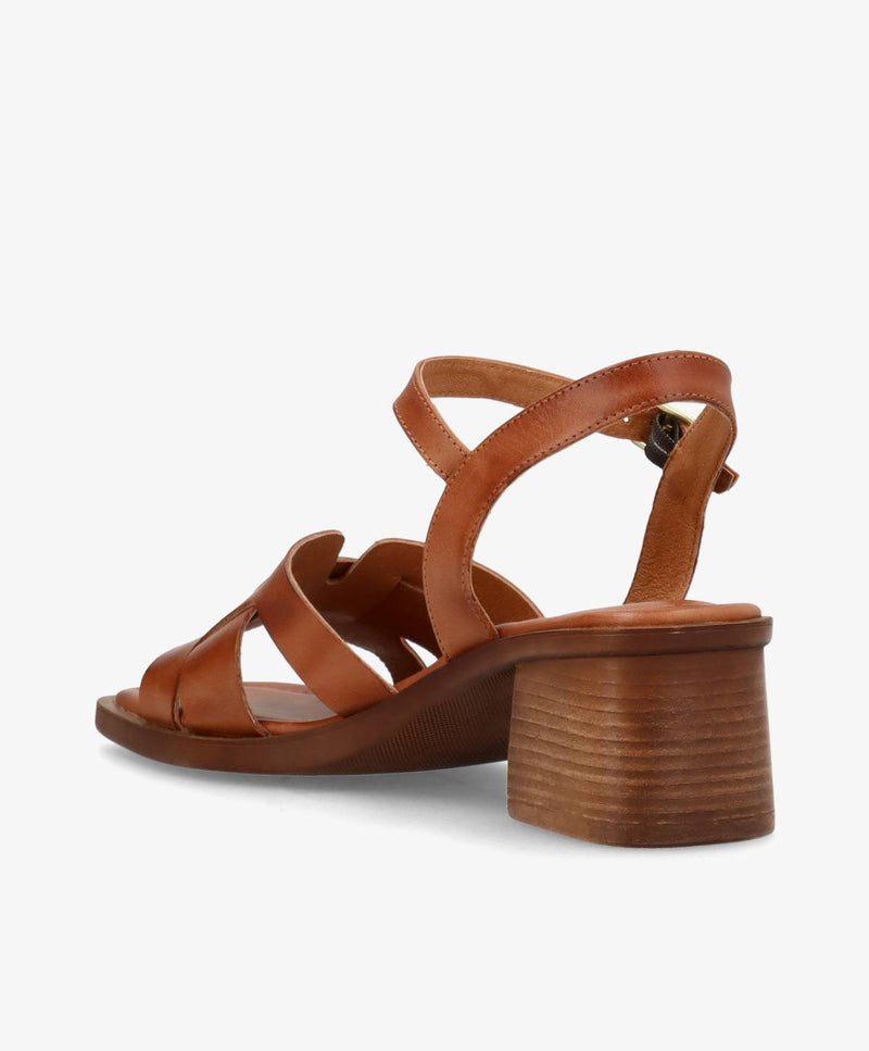RHONA - Mellembrun læder - Sandal med hæl Dame