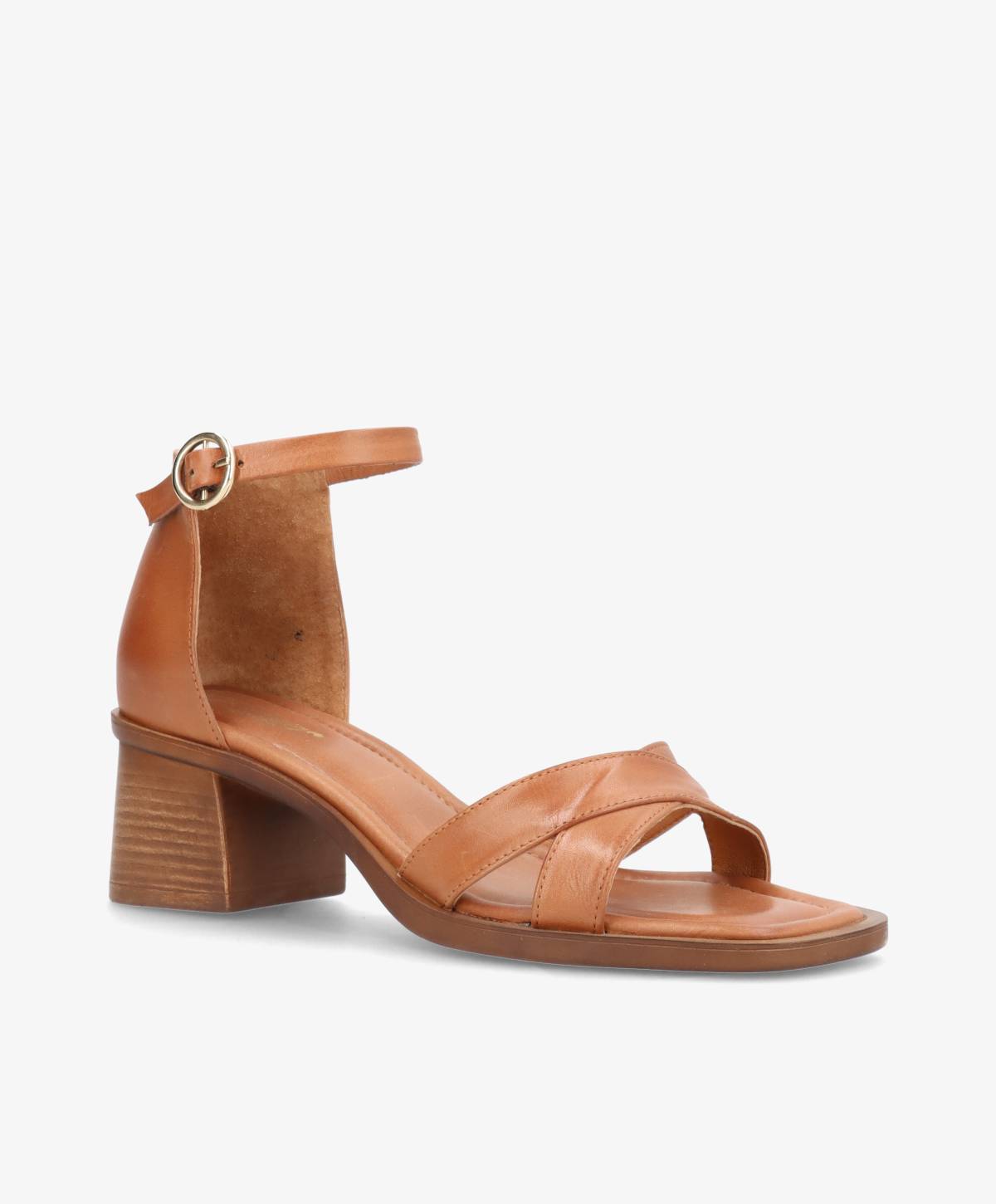 RIANNA - Mellembrun læder - Sandal med hæl Dame