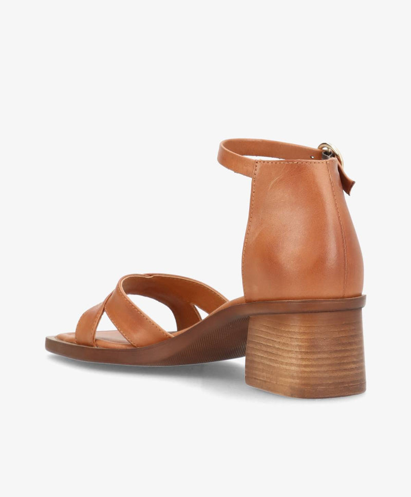 RIANNA - Mellembrun læder - Sandal med hæl Dame