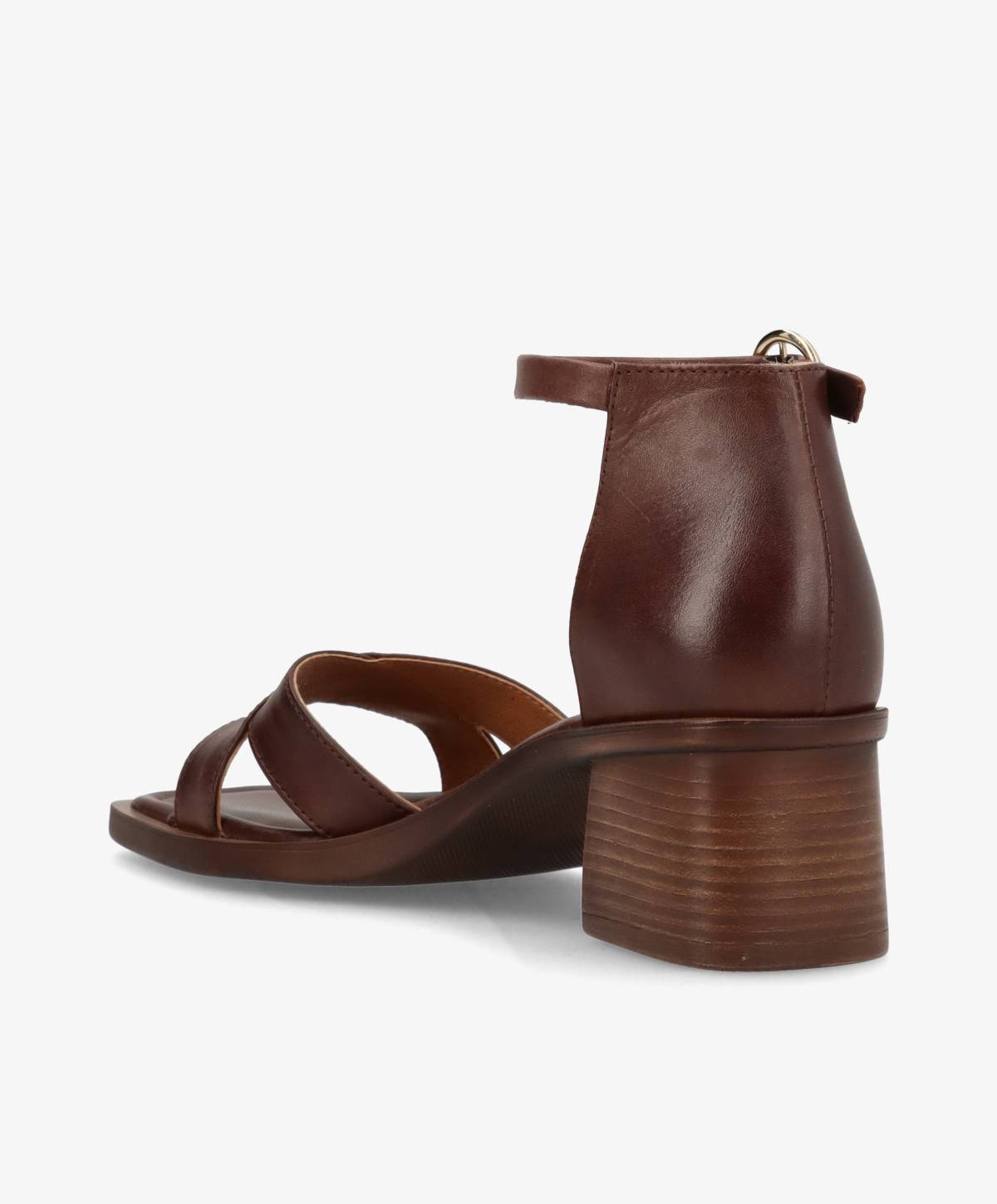 RIANNA - Mørkebrun læder - Sandal med hæl Dame