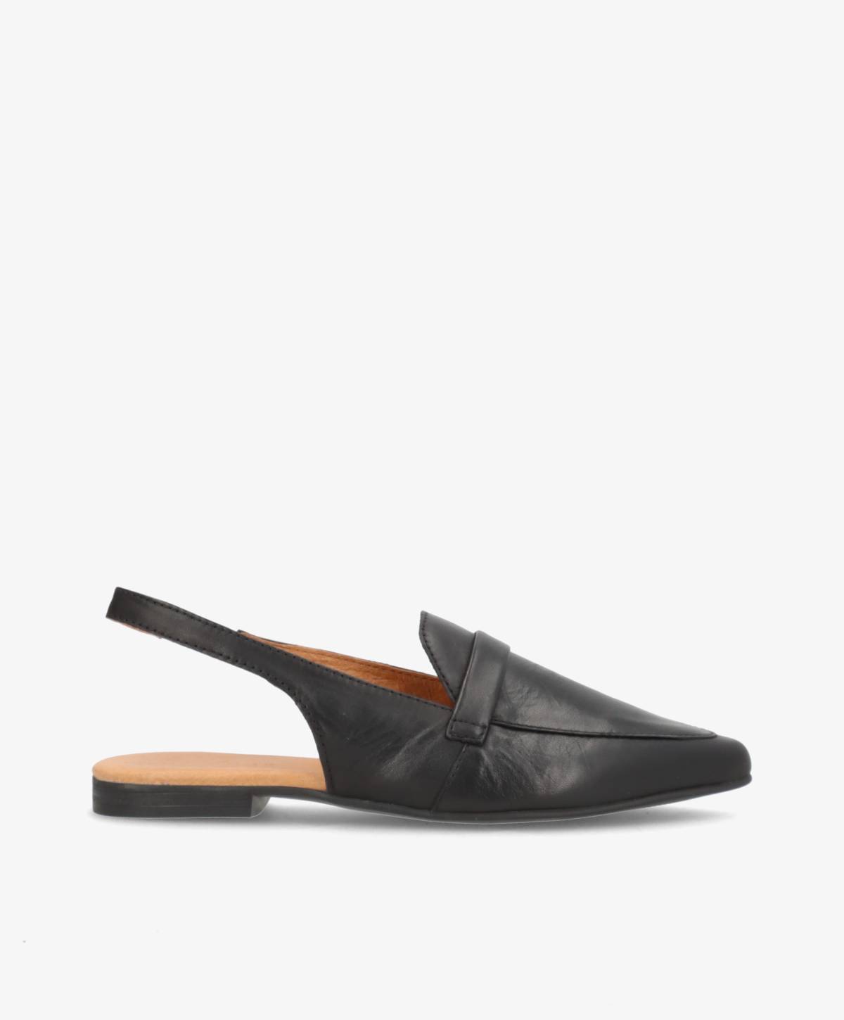 ROMY - Sort læder - Slingback sko Dame