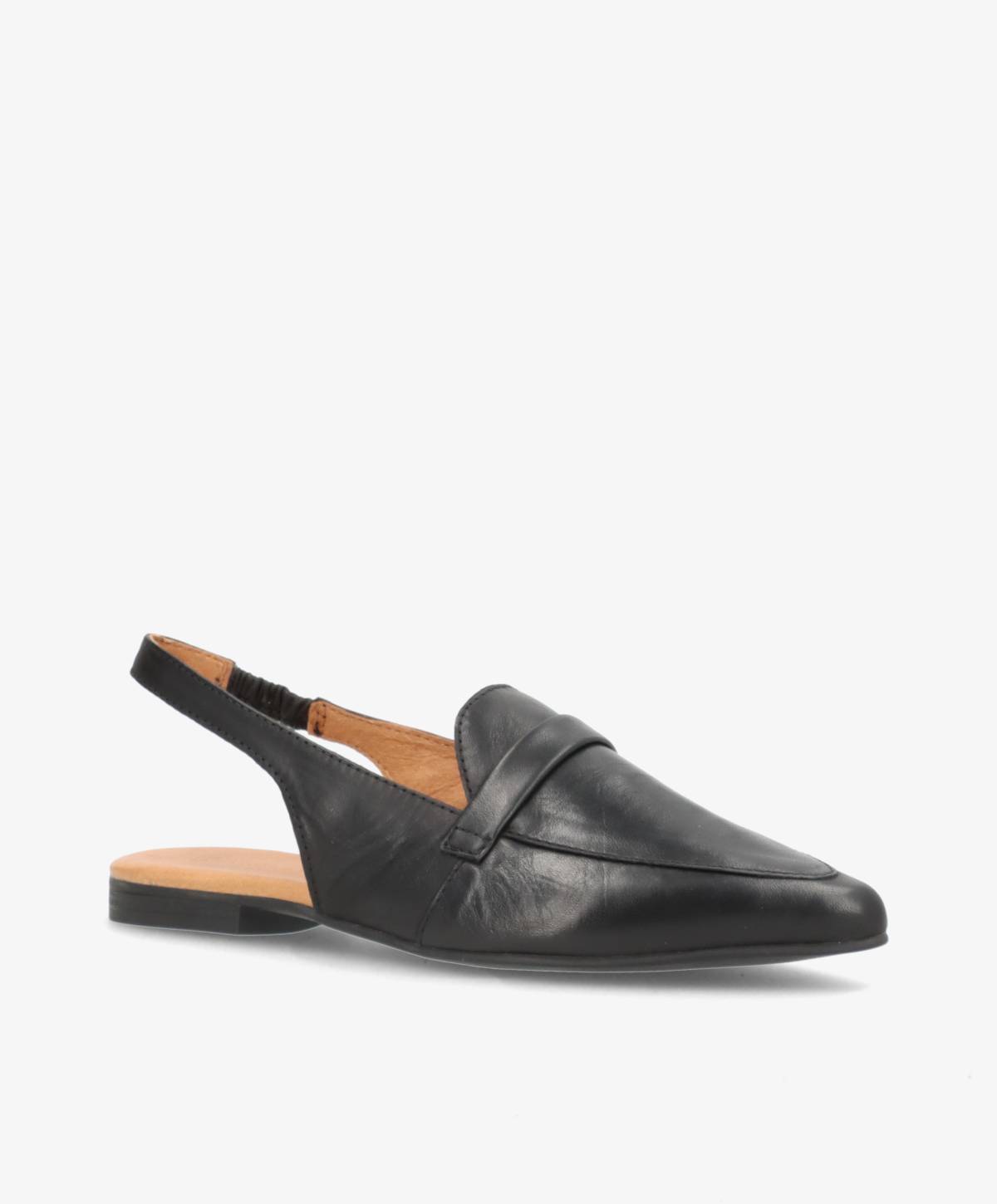 ROMY - Sort læder - Slingback sko Dame