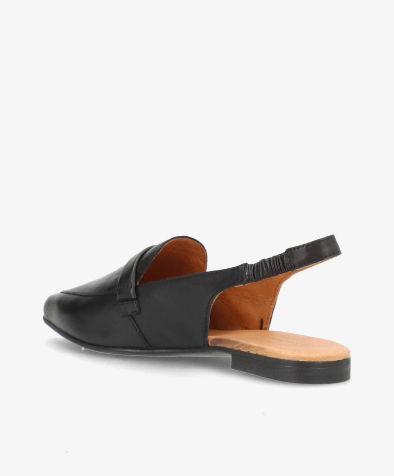 ROMY - Sort læder - Slingback sko Dame