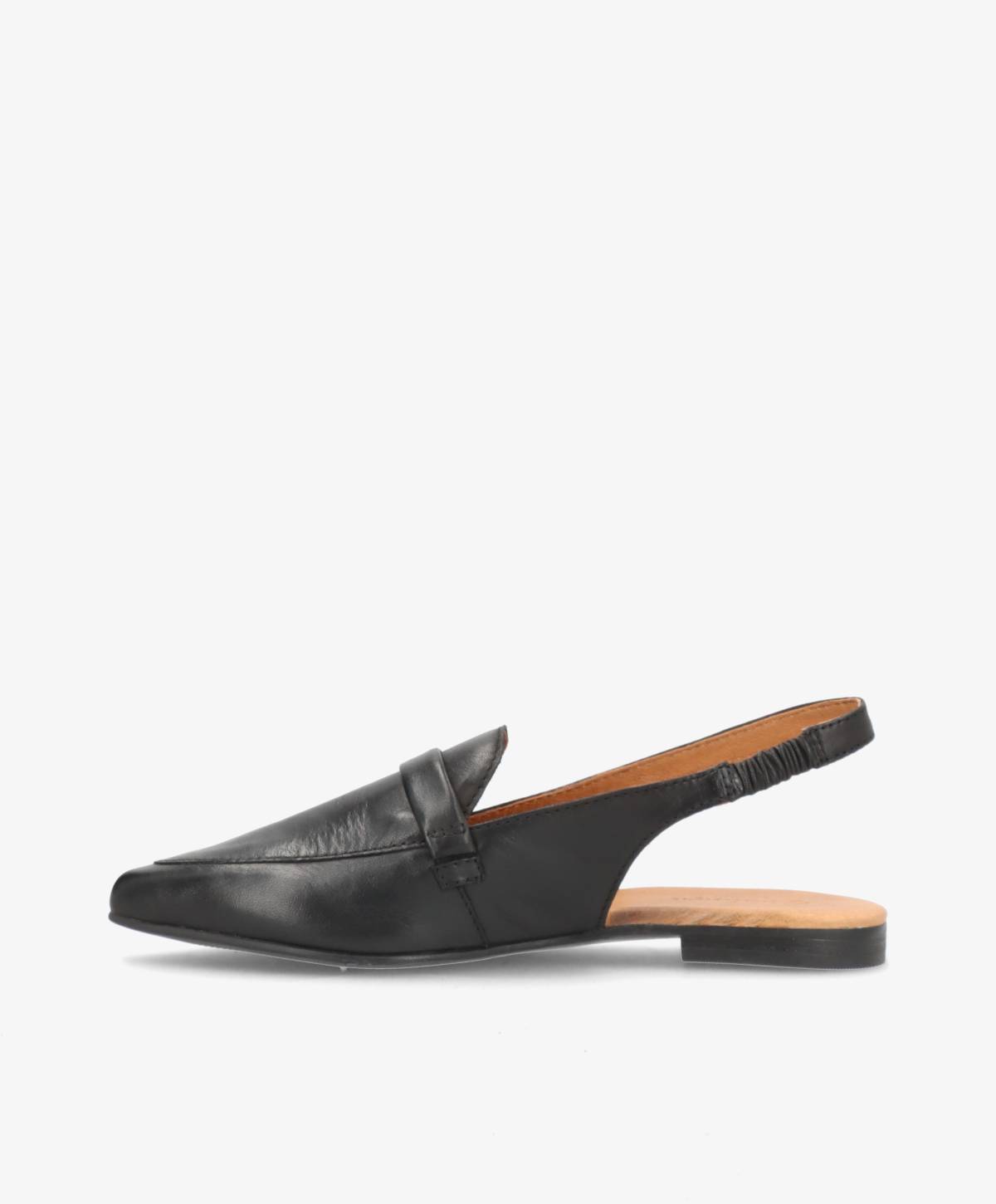 ROMY - Sort læder - Slingback sko Dame