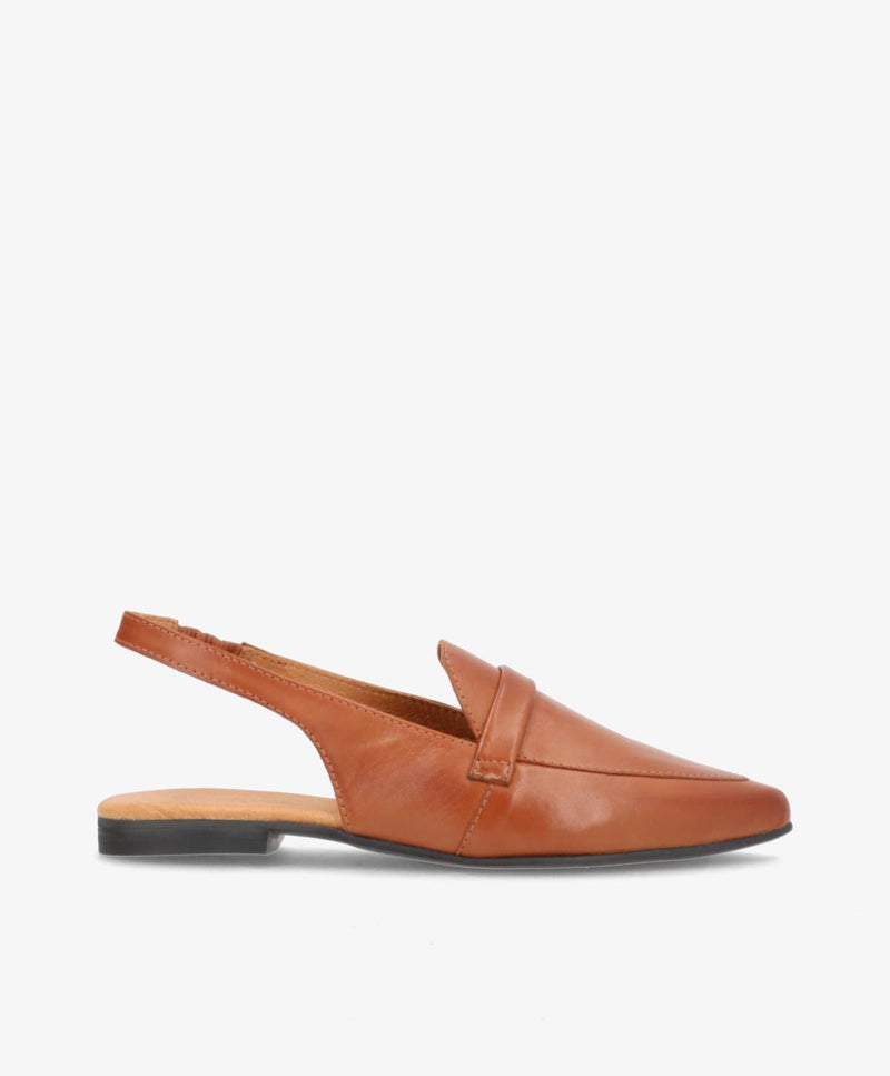 ROMY - Mellembrun læder - Slingback sko Dame