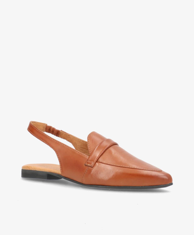 ROMY - Mellembrun læder - Slingback sko Dame