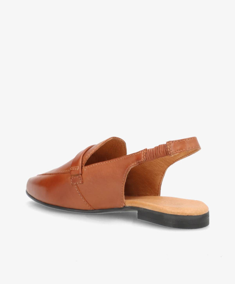ROMY - Mellembrun læder - Slingback sko Dame