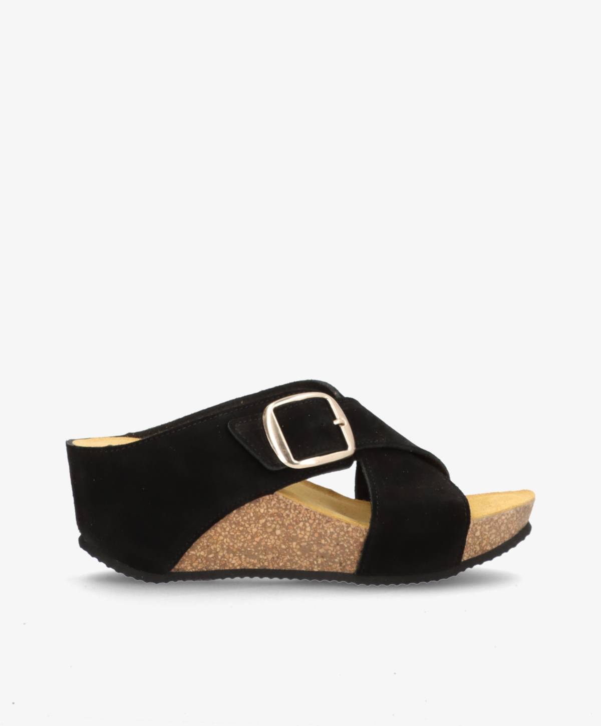 SHADOW S Buckle - Sort ruskind - Kilehæls sandal Dame