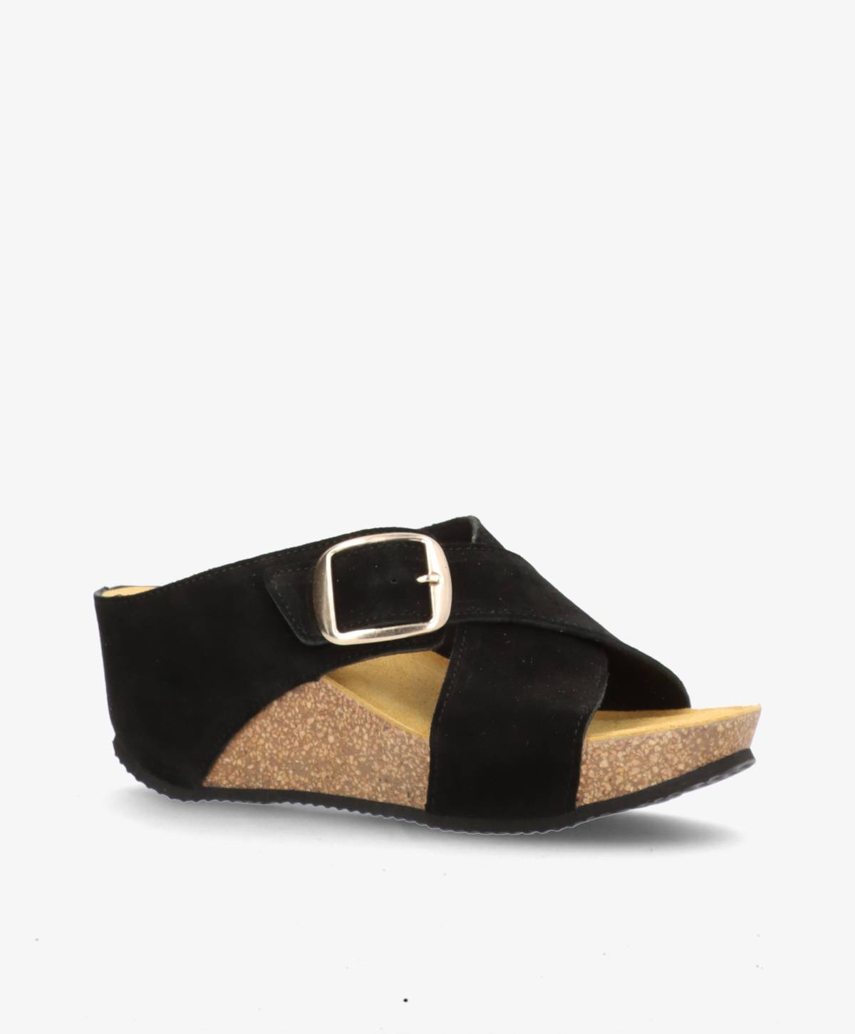 SHADOW S Buckle - Sort ruskind - Kilehæls sandal Dame