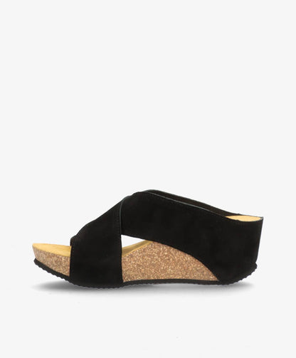 SHADOW S Buckle - Sort ruskind - Kilehæls sandal Dame