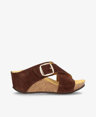 SHADOW S Buckle - Mørkebrun ruskind - Kilehæls sandal Dame