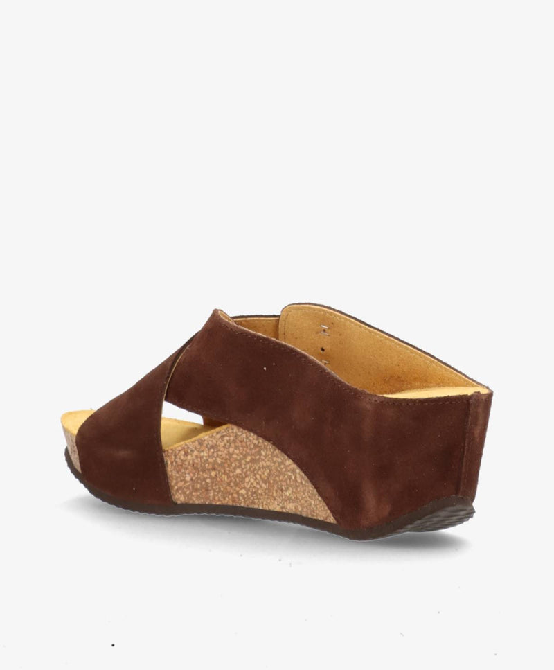 SHADOW S Buckle - Mørkebrun ruskind - Kilehæls sandal Dame