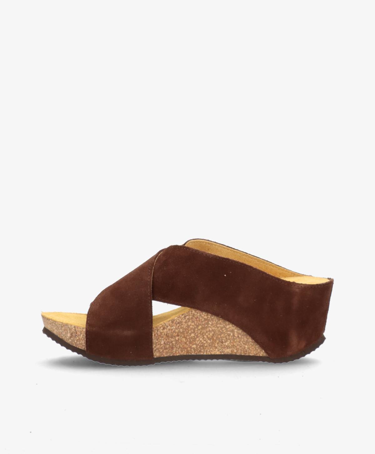 SHADOW S Buckle - Mørkebrun ruskind - Kilehæls sandal Dame