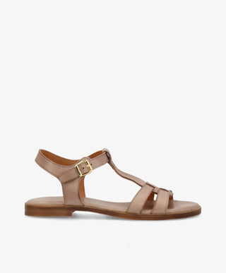 TULLY - Beige læder - Flad sandal Dame