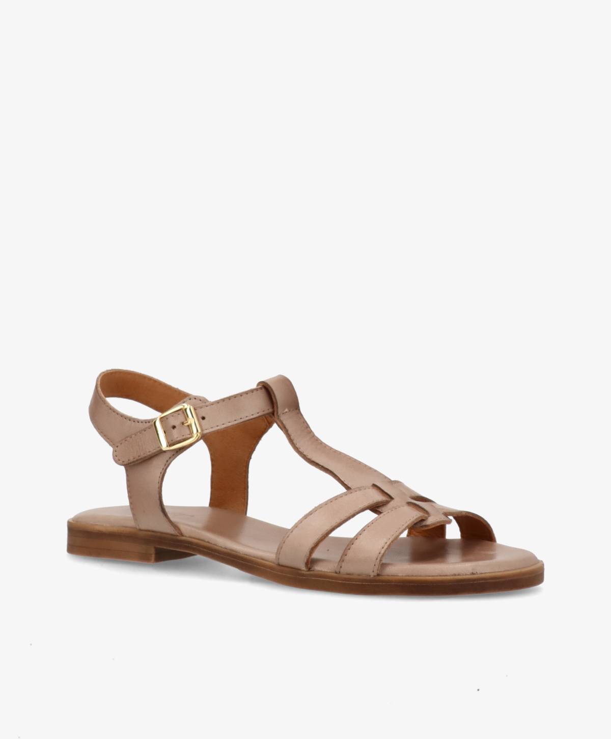 TULLY - Beige læder - Flad sandal Dame