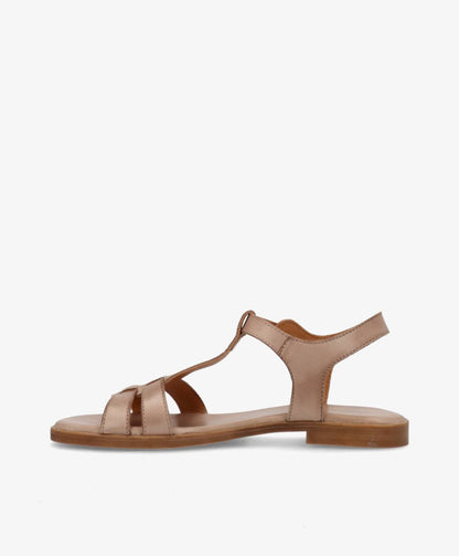 TULLY - Beige læder - Flad sandal Dame