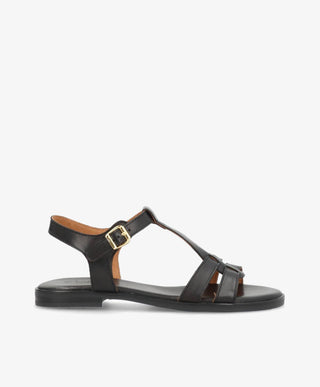 TULLY - Sort læder - Flad sandal Dame