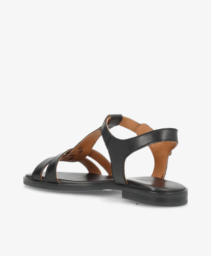 TULLY - Sort læder - Flad sandal Dame