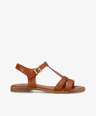 TULLY - Mellembrun læder - Flad sandal Dame